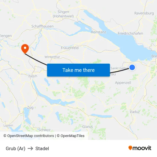 Grub (Ar) to Stadel map