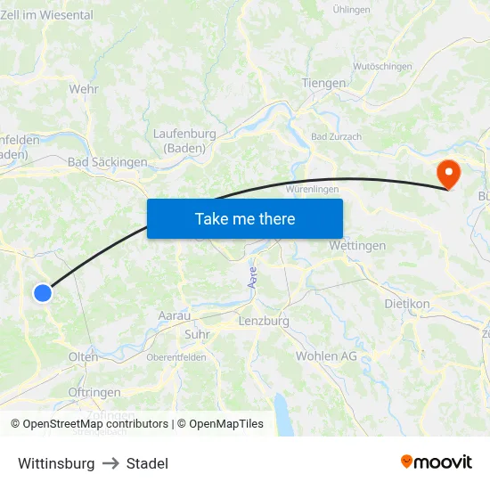 Wittinsburg to Stadel map