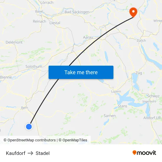 Kaufdorf to Stadel map