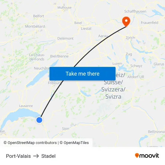 Port-Valais to Stadel map