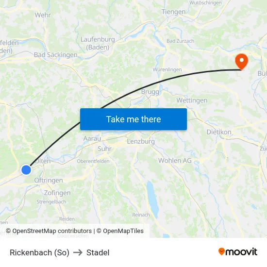 Rickenbach (So) to Stadel map