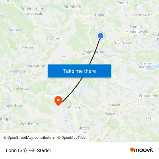 Lohn (Sh) to Stadel map