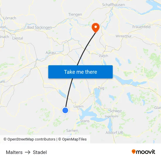 Malters to Stadel map