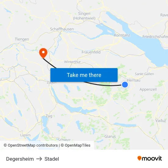 Degersheim to Stadel map
