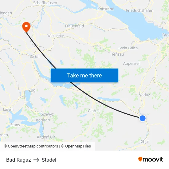 Bad Ragaz to Stadel map