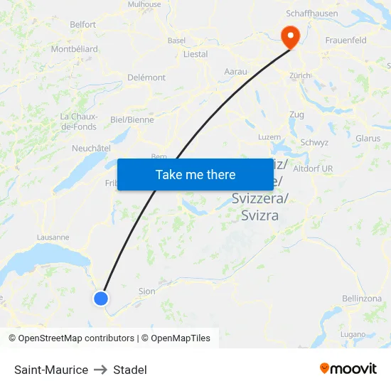 Saint-Maurice to Stadel map