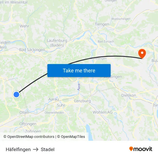 Häfelfingen to Stadel map