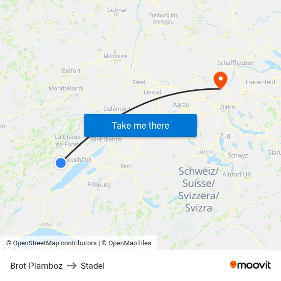 Brot-Plamboz to Stadel map