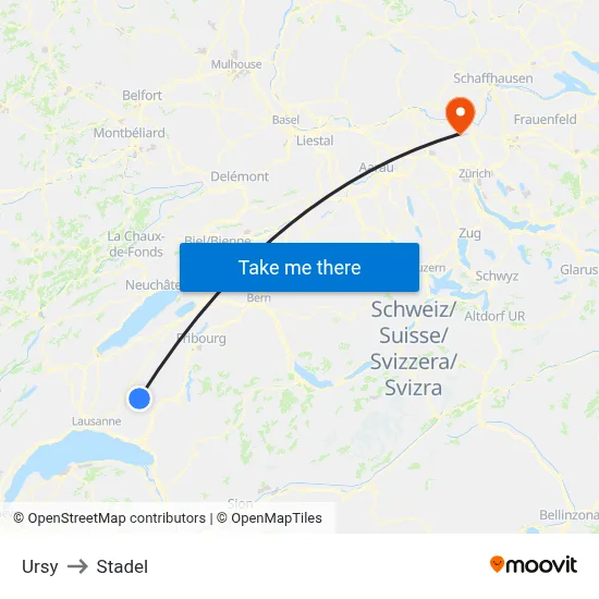 Ursy to Stadel map