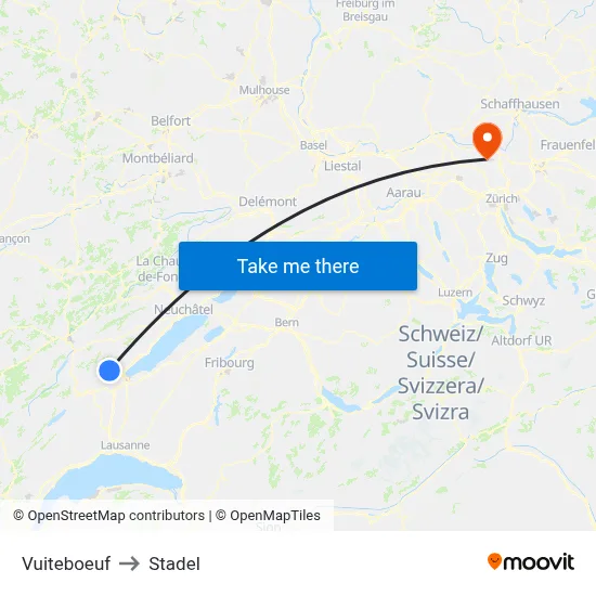 Vuiteboeuf to Stadel map