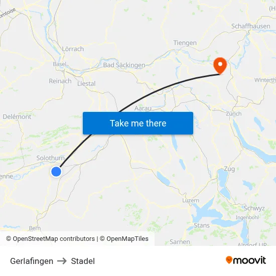 Gerlafingen to Stadel map