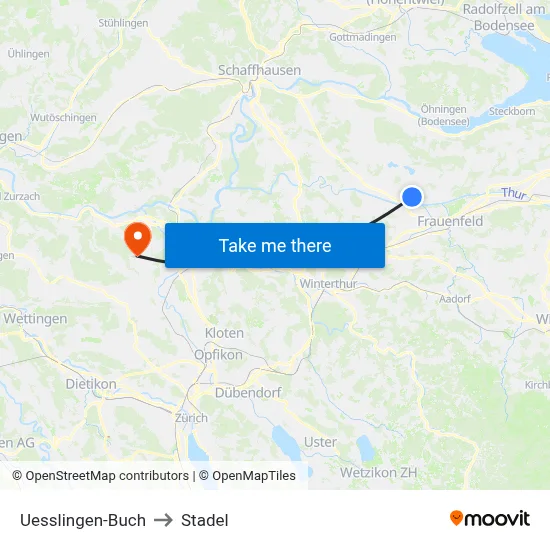 Uesslingen-Buch to Stadel map