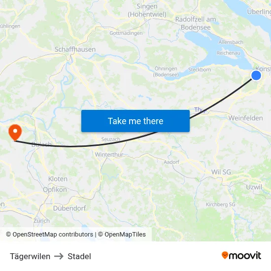 Tägerwilen to Stadel map