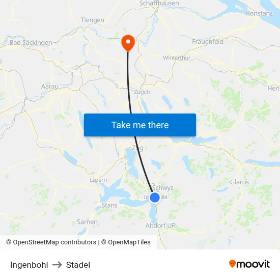 Ingenbohl to Stadel map