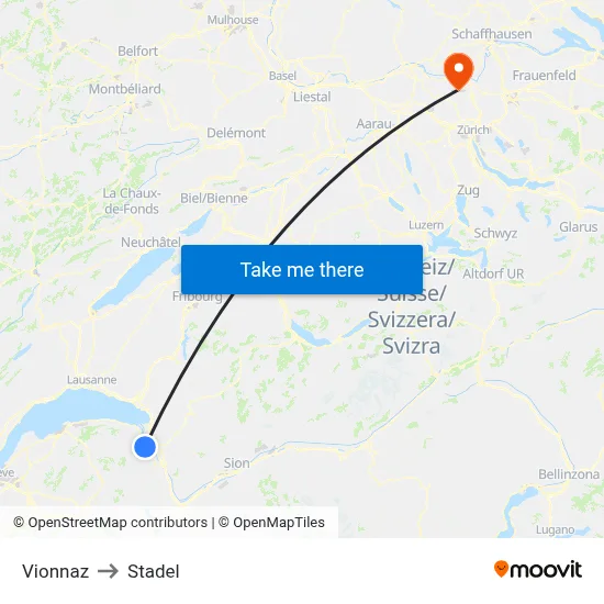 Vionnaz to Stadel map