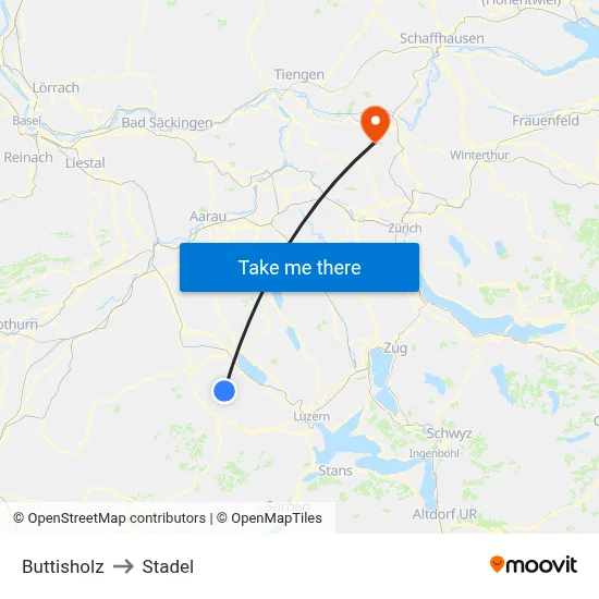 Buttisholz to Stadel map