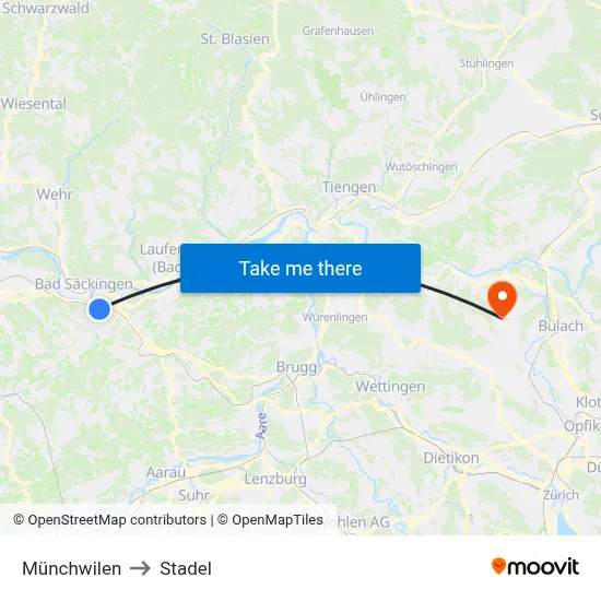 Münchwilen to Stadel map