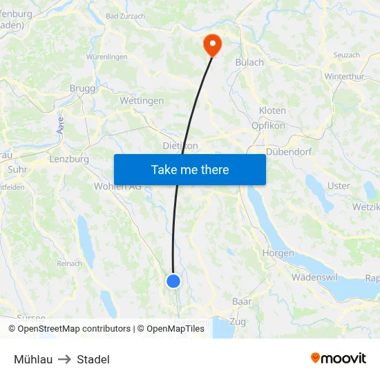 Mühlau to Stadel map