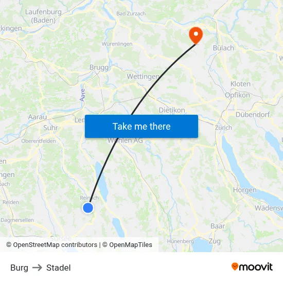 Burg to Stadel map