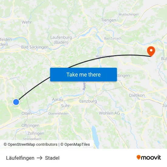 Läufelfingen to Stadel map
