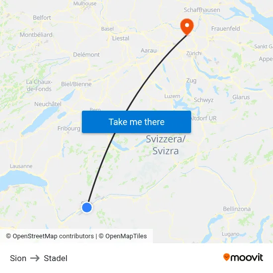 Sion to Stadel map