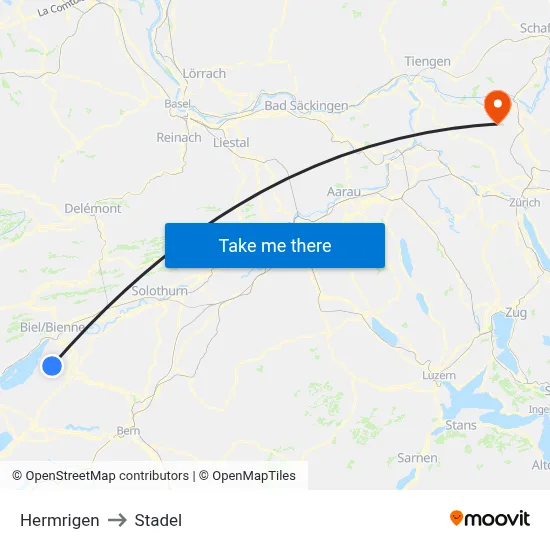 Hermrigen to Stadel map