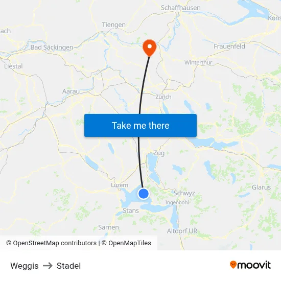 Weggis to Stadel map