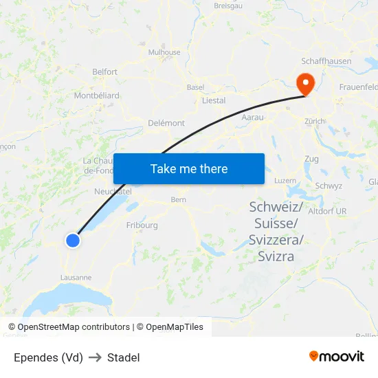Ependes (Vd) to Stadel map
