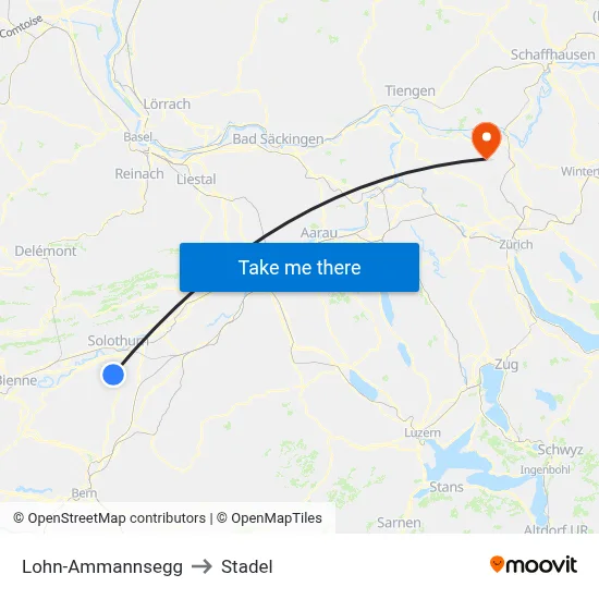 Lohn-Ammannsegg to Stadel map