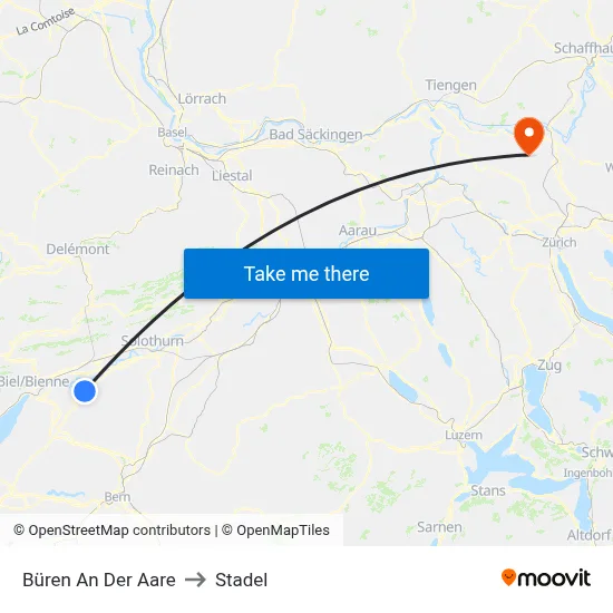 Büren An Der Aare to Stadel map