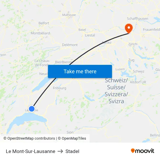 Le Mont-Sur-Lausanne to Stadel map