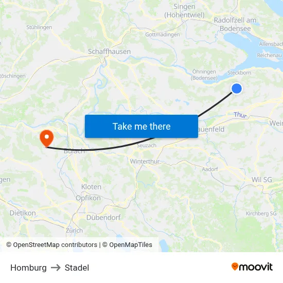 Homburg to Stadel map