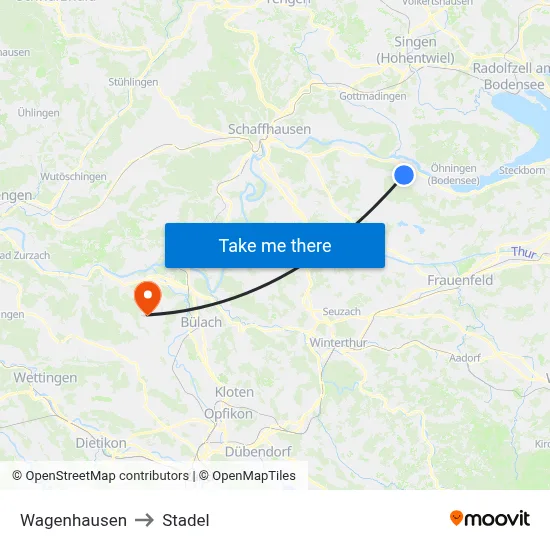 Wagenhausen to Stadel map