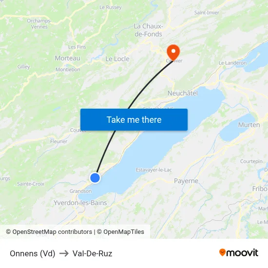 Onnens (Vd) to Val-De-Ruz map