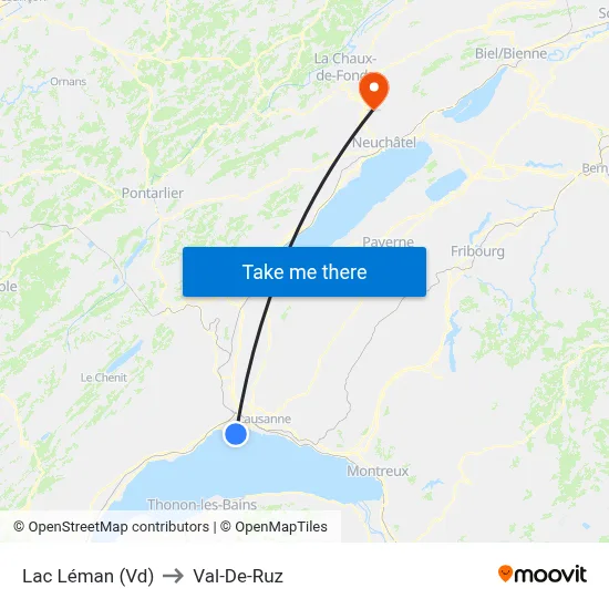 Lac Léman (Vd) to Val-De-Ruz map