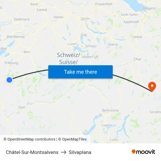 Châtel-Sur-Montsalvens to Silvaplana map