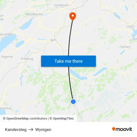 Kandersteg to Wynigen map