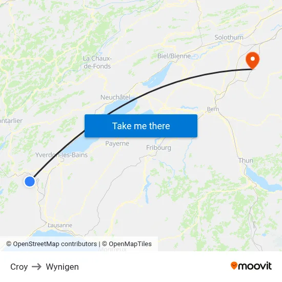 Croy to Wynigen map
