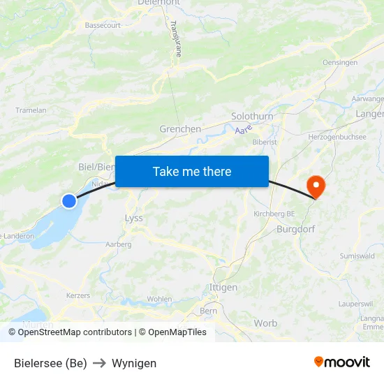 Bielersee (Be) to Wynigen map