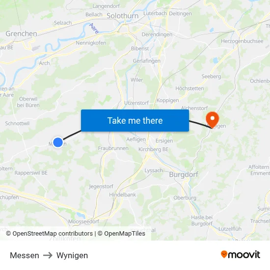 Messen to Wynigen map