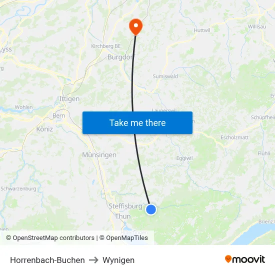 Horrenbach-Buchen to Wynigen map
