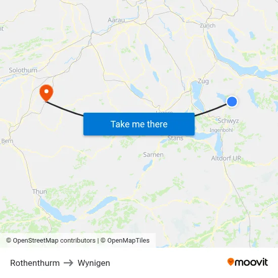 Rothenthurm to Wynigen map