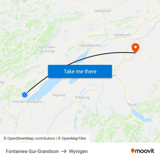 Fontaines-Sur-Grandson to Wynigen map