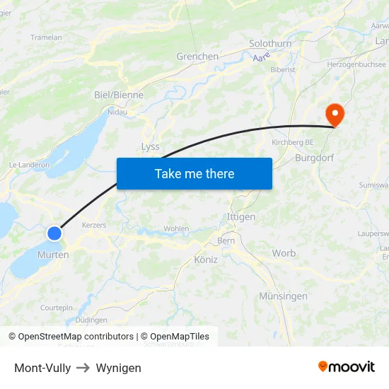 Mont-Vully to Wynigen map