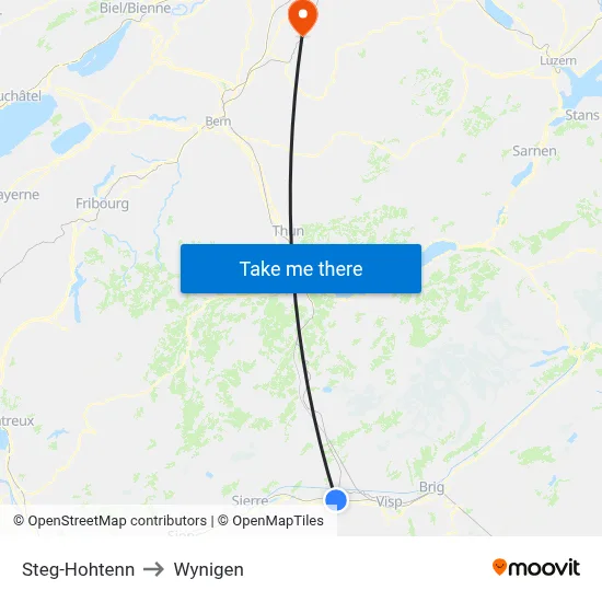 Steg-Hohtenn to Wynigen map