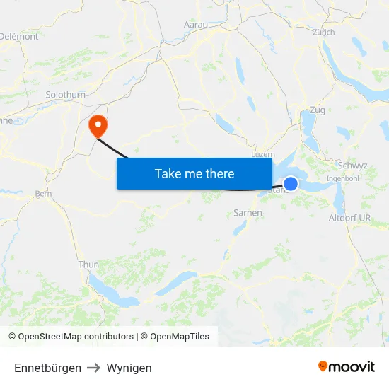 Ennetbürgen to Wynigen map