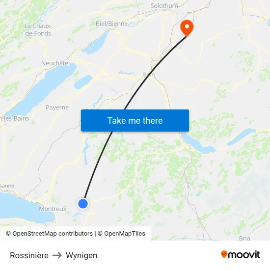 Rossinière to Wynigen map