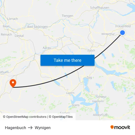 Hagenbuch to Wynigen map