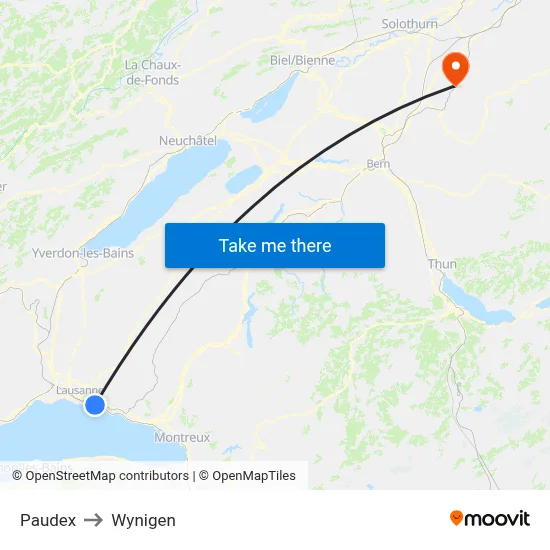 Paudex to Wynigen map