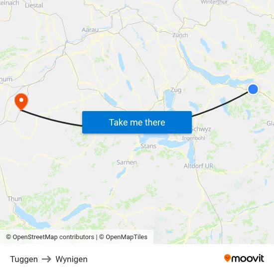 Tuggen to Wynigen map